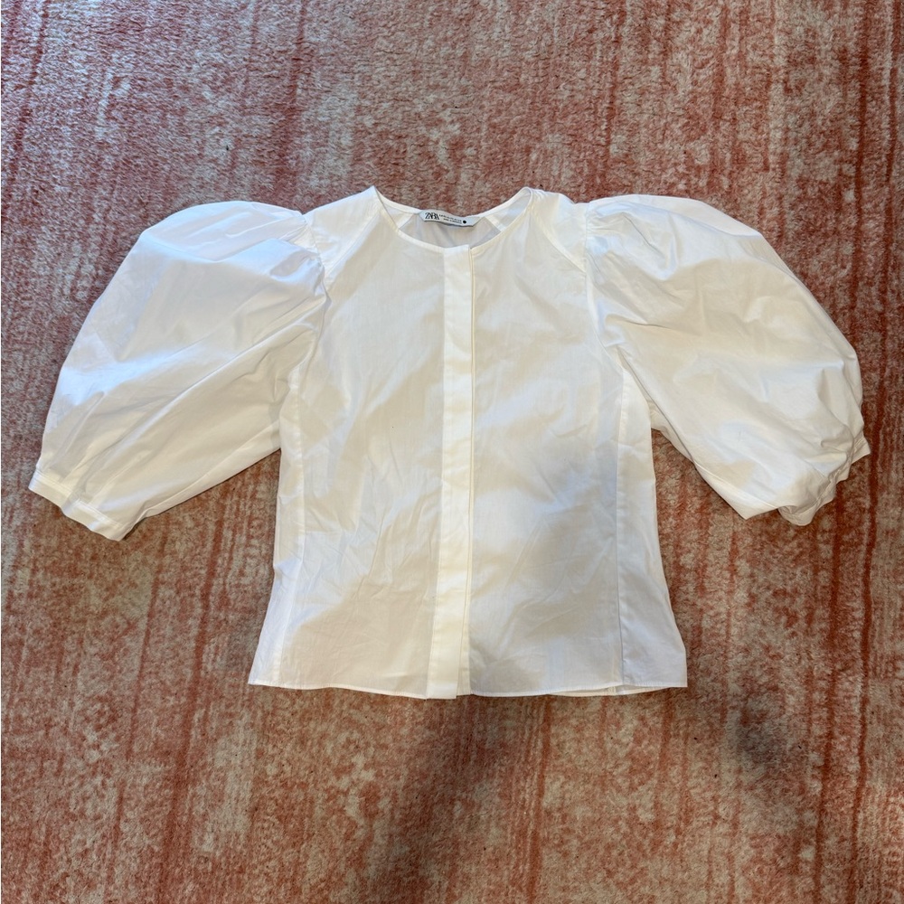 Zara White Kids Puff Sleeve Blouse